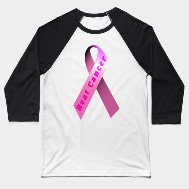 pink breast cancer ribbon Baseball T-Shirt by DrewskiDesignz